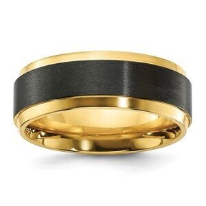 Chisel Black Zirconium & Gold IP-Plated 8mm Wedding Band - Two tone